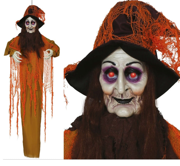 Halloween Hangdecoratie Heks Met Licht, Geluid En Beweging 1,8m - Partywinkel - 8434077248997