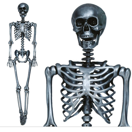 Halloween Hangdecoratie Zilver Skelet 1,6m - Partywinkel - 8434077249406