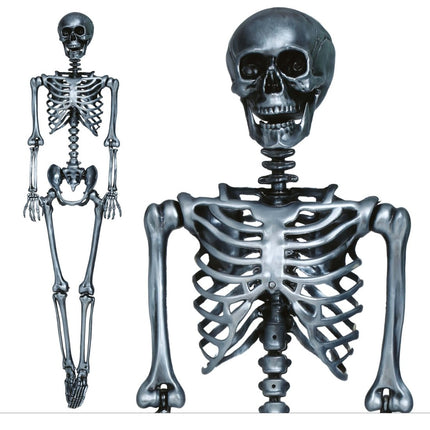 Halloween Hangdecoratie Zilver Skelet 90cm - Partywinkel - 8434077269640