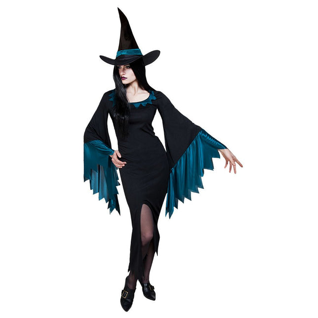 Halloween Heks Kostuum Lichtblauw M van Boland koop je bij Partywinkel
