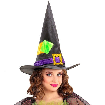 Halloween Heksenhoed Gekleurd van Widmann koop je bij Partywinkel
