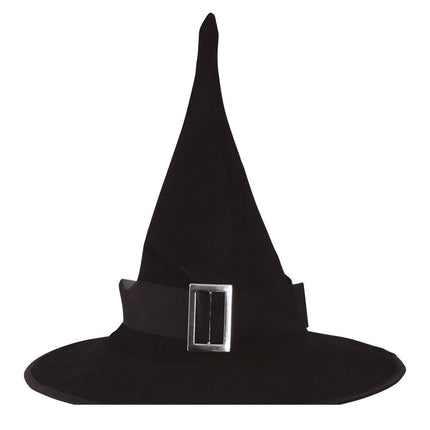 Halloween Heksenhoed Zwart Fluweel van Fiestas Guirca koop je bij Partywinkel