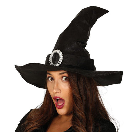 Halloween Heksenhoed Zwarte Gesp van Fiestas Guirca koop je bij Partywinkel