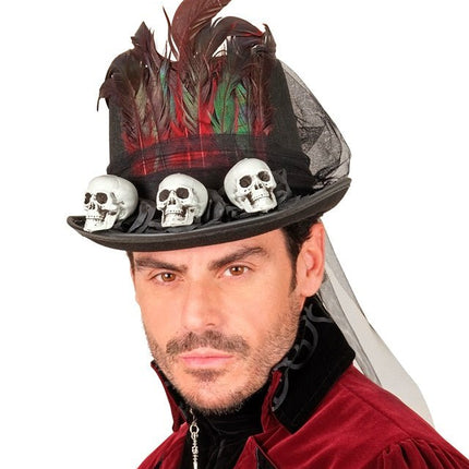 Halloween Hoed Hoog Met Schedels van Widmann koop je bij Partywinkel