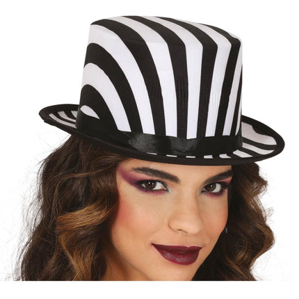 Halloween Hoed Zwart Wit Gestreept - Partywinkel - 8434077134818