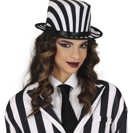 Halloween Hoed Zwart Wit Gestreept - Partywinkel - 8434077134818