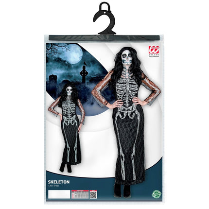 Halloween Jurk Dames Lang Skelet van Widmann koop je bij Partywinkel