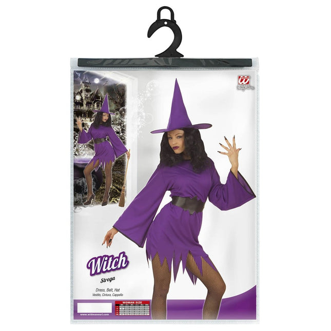 Halloween Jurk Paars Dames Heks van Widmann koop je bij Partywinkel