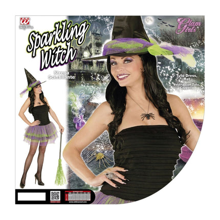 Halloween Jurk Paars Groen Dames Skelet van Widmann koop je bij Partywinkel