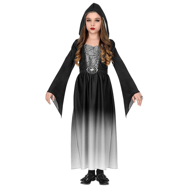 Halloween Jurk Zwart Grijs Meisje Gothic van Widmann koop je bij Partywinkel