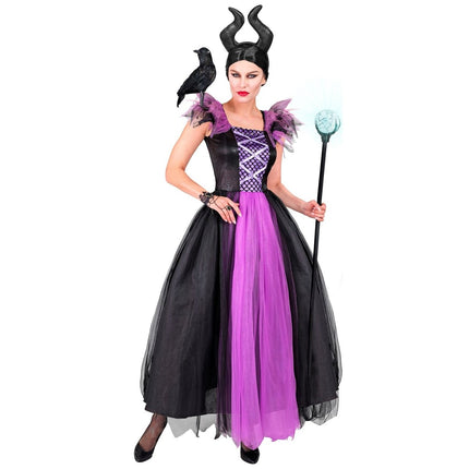 Halloween Jurk Zwart Paars Malefizia van Widmann koop je bij Partywinkel