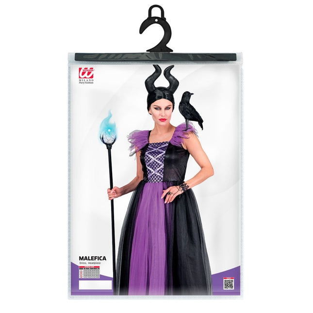 Halloween Jurk Zwart Paars Malefizia van Widmann koop je bij Partywinkel