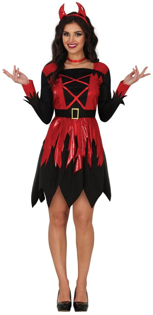 Halloween Jurk Zwart Rood Dames Duivel van Fiestas Guirca koop je bij Partywinkel