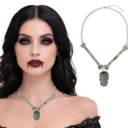 Halloween Ketting Doodskop En Botten van Fiestas Guirca koop je bij Partywinkel