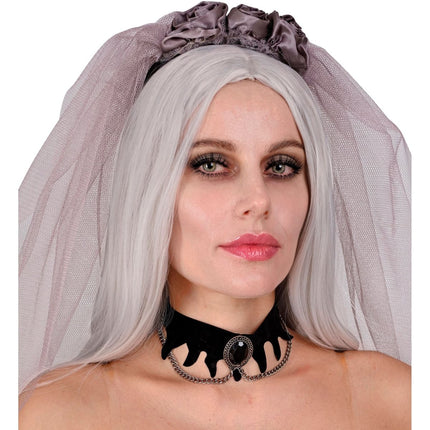 Halloween Ketting Fluweel Met Edelsteen van Widmann koop je bij Partywinkel