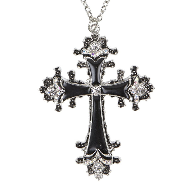 Halloween Ketting Zwart Zilver Kruis van Widmann koop je bij Partywinkel