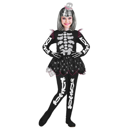Halloween Kostuum Meisje Skelet 4 delig van Widmann koop je bij Partywinkel