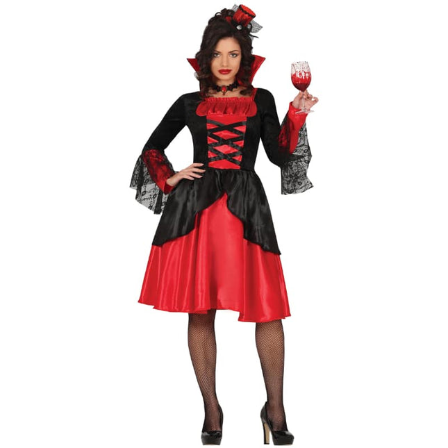 Halloween Kostuum Vampirina Zwart Rood Dames van Fiestas Guirca koop je bij Partywinkel