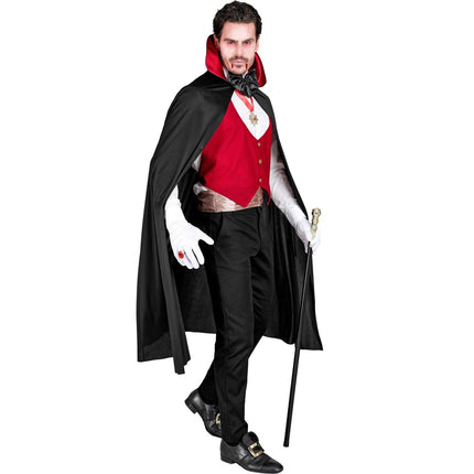Halloween Kostuum Zwart Rood Heren Vampier 4 delig van Widmann koop je bij Partywinkel