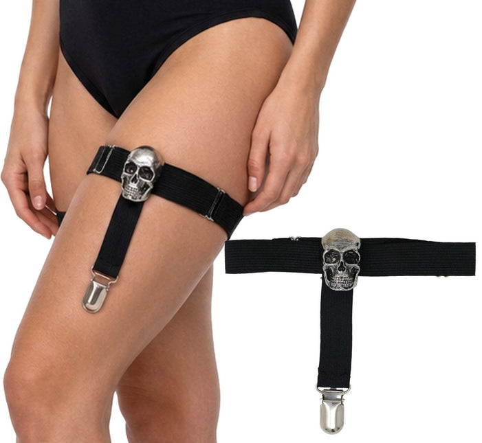 Halloween Kousenband Zwart Schedel van Fiestas Guirca koop je bij Partywinkel