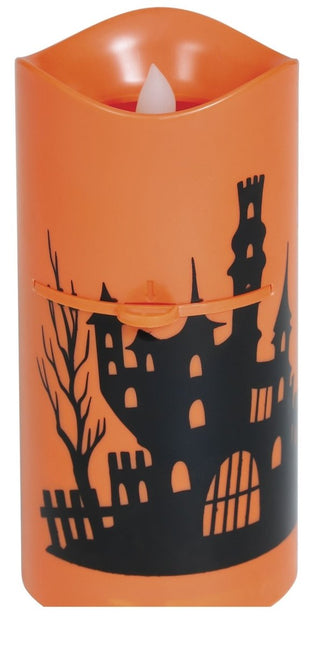 Halloween Led Projector Oranje Kaars 16cm - Partywinkel - 8434077190548
