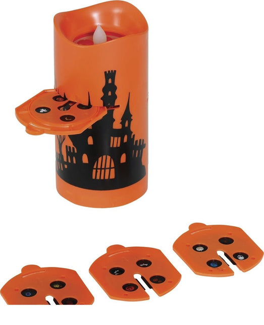 Halloween Led Projector Oranje Kaars 16cm - Partywinkel - 8434077190548