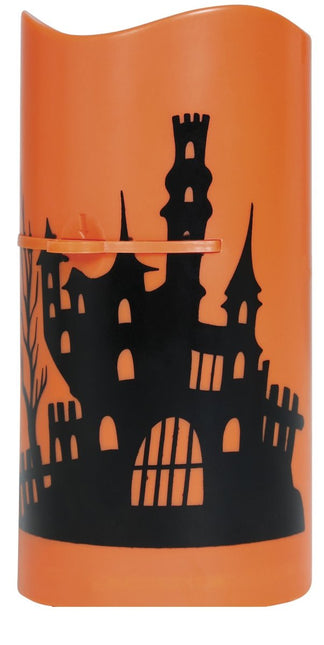 Halloween Led Projector Oranje Kaars 16cm - Partywinkel - 8434077190548