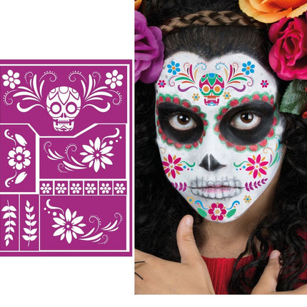 Halloween Make Up Sjabloon Catrina 20cm - Partywinkel - 8434077159057