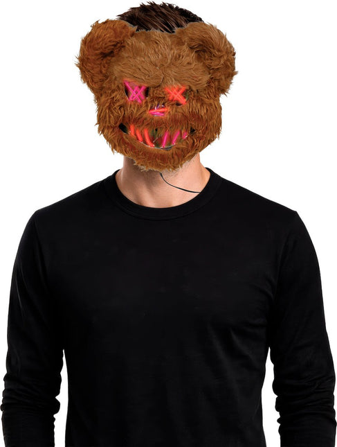 Halloween Masker Bruin Beer Met Licht van Fiestas Guirca koop je bij Partywinkel