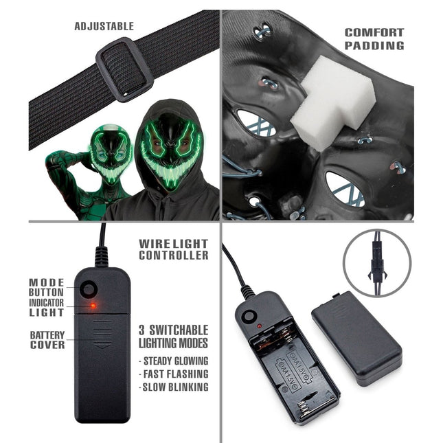 Halloween Masker Groen Monster Met Licht van Widmann koop je bij Partywinkel