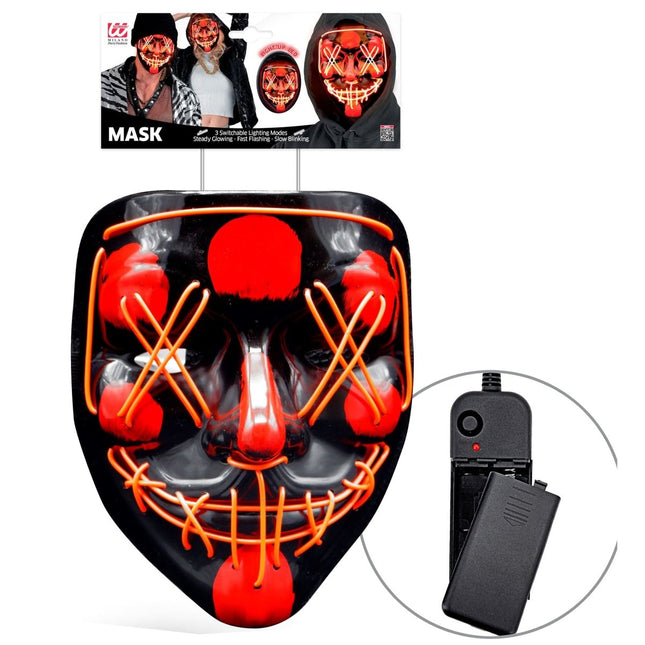 Halloween Masker Rood Met Licht van Widmann koop je bij Partywinkel