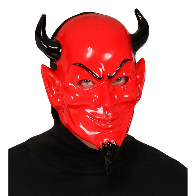 Halloween Masker Rood Zwart Enge Duivel van Widmann koop je bij Partywinkel