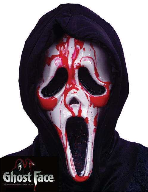 Halloween Masker Wit Rood Met Nep Bloed van Ghostface koop je bij Partywinkel