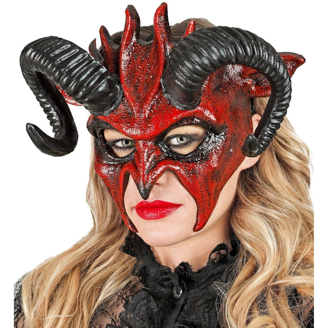 Halloween Masker Zwart Duivel van Widmann koop je bij Partywinkel