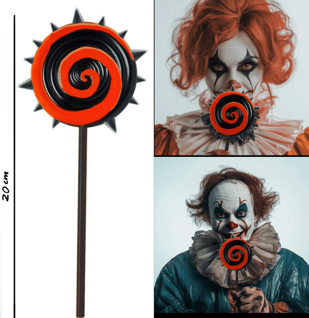 Halloween Nep Lolly Zwart Oranje 20cm van Fiestas Guirca koop je bij Partywinkel