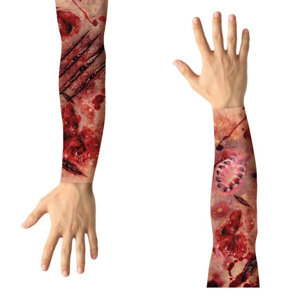 Halloween Nep Tattoosleeve Nep Wonden 2 delig - Partywinkel - 8434077163948