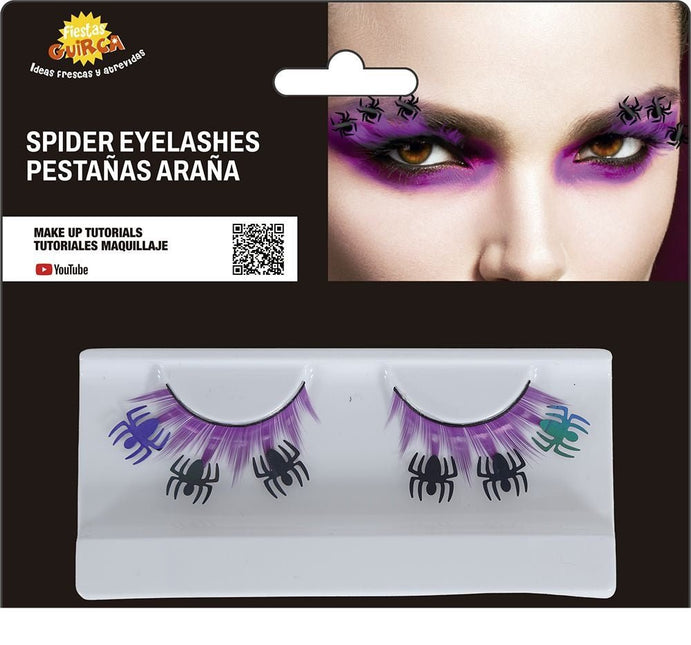 Halloween Nep Wimpers Zwart Spinnen van Fiestas Guirca koop je bij Partywinkel