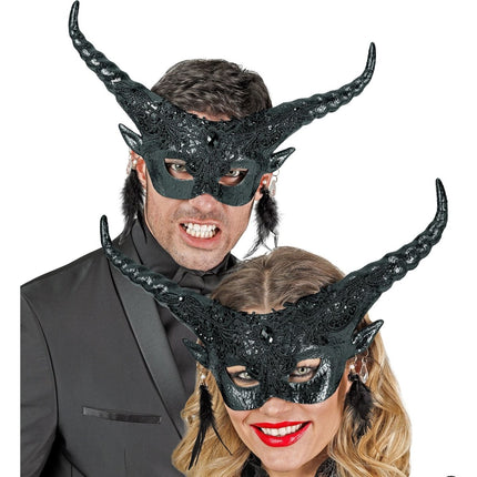 Halloween Oogmasker Zwart Duivel van Widmann koop je bij Partywinkel