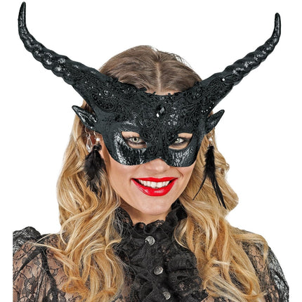 Halloween Oogmasker Zwart Duivel van Widmann koop je bij Partywinkel