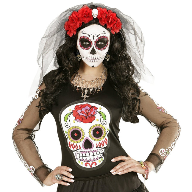 Halloween Oorbellen Goud Zwart Schedel van Widmann koop je bij Partywinkel