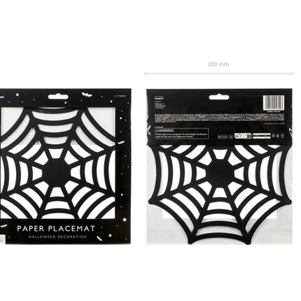 Halloween Placemats Spinnenweb 27,5cm 4st - Partywinkel - 5904555048423
