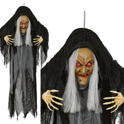 Halloween Pop Heks Met Licht, Geluid En Beweging 1,20m van Fiestas Guirca koop je bij Partywinkel