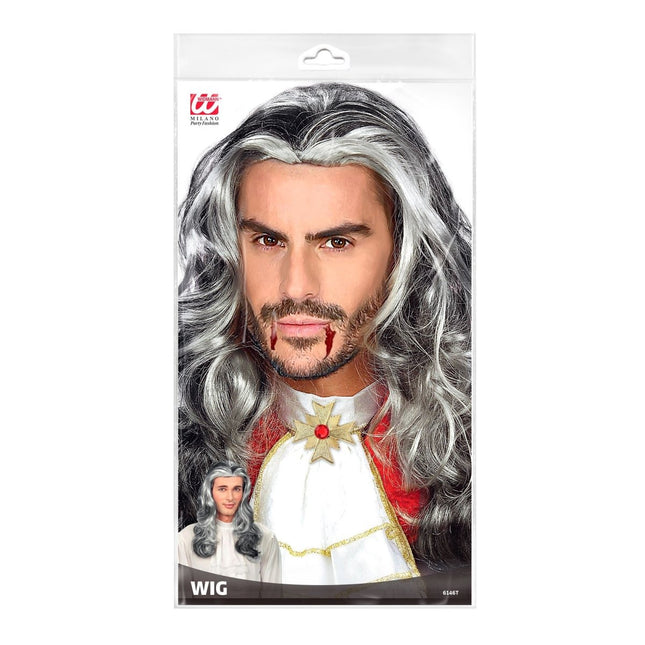Halloween Pruik Grijs Heren Vampier Lang van Widmann koop je bij Partywinkel