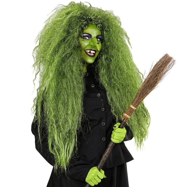 Halloween Pruik Groen Dames Heks van Widmann koop je bij Partywinkel