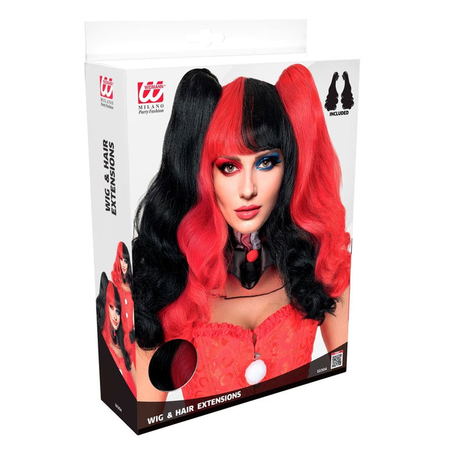 Halloween Pruik Harlekijn Met Hairextensions van Widmann koop je bij Partywinkel