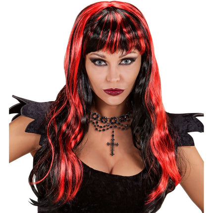Halloween Pruik Rood Zwart van Widmann koop je bij Partywinkel