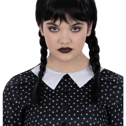 Halloween Pruik Zwart Kind Gothic Vlechten van Smiffys koop je bij Partywinkel