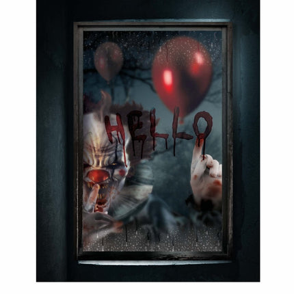 Halloween Raamdecoratie Sticker Clown van Fiestas Guirca koop je bij Partywinkel