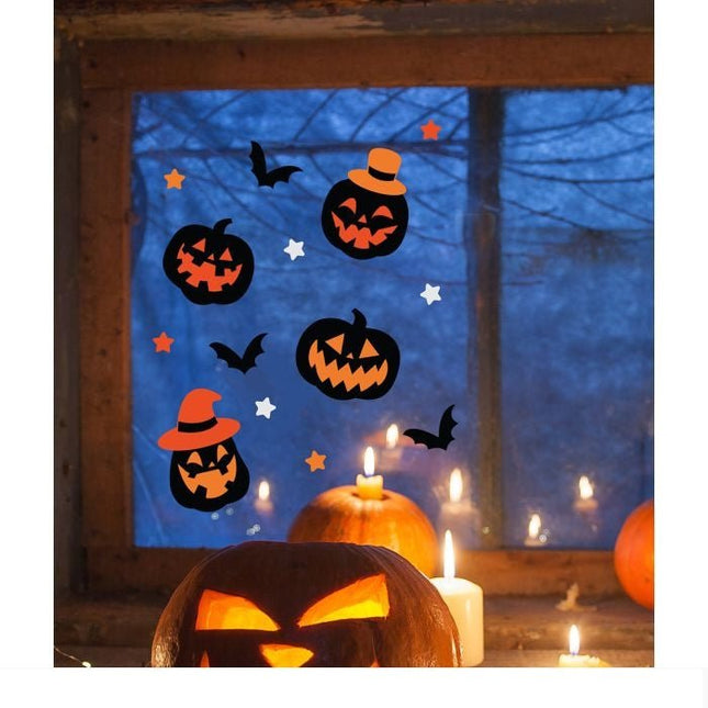Halloween Raamsticker Pompoenen En Vleermuizen 14 delig - Partywinkel - 8434077269091