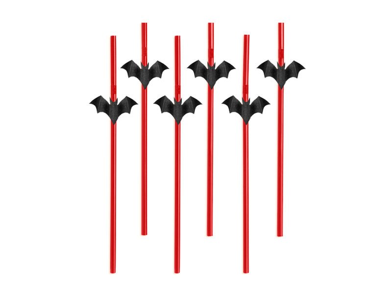 Halloween Rietjes Vleermuis 24cm 6st van Partydeco koop je bij Partywinkel